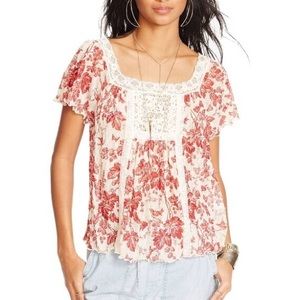 Denim & Supply Ralph Lauren Floral Lace Boho Casual Top Size Small